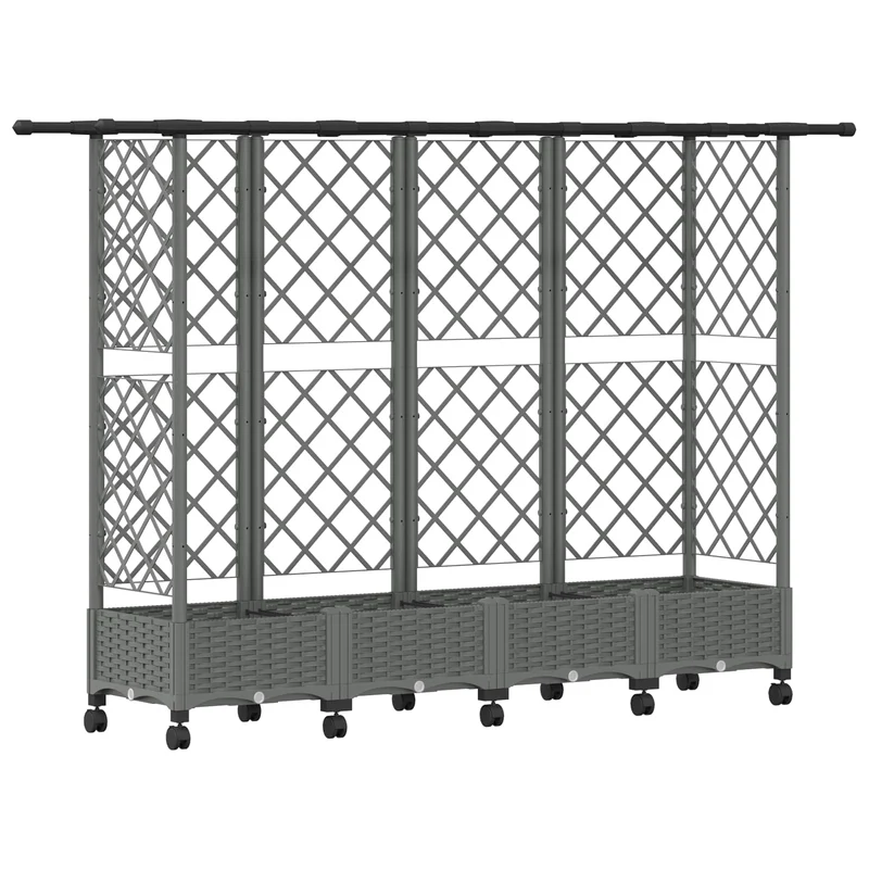 Cama Elevada Con Trellis Y Techo Gris Claro 202,5 X 40 X 127 Cm