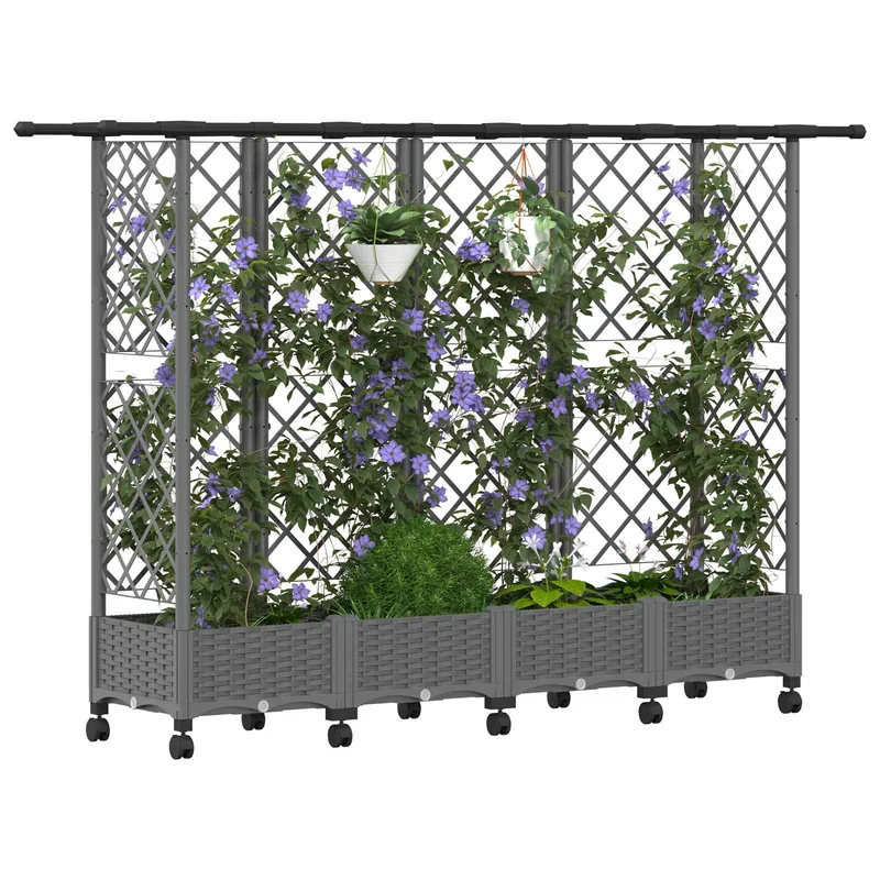 Cama Elevada Con Trellis Y Techo Gris Claro 202,5 X 40 X 127 Cm