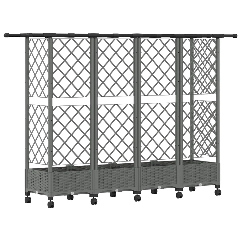 Cama Elevada Con Trellis Y Techo Gris Claro 202,5 X 40 X 127 Cm
