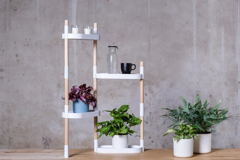 Soporte Modular Citysens De 4 Bandejas Y Semillas Aromáticas – Blanco, Polipropileno 100% Reciclado Y Madera Ecológica