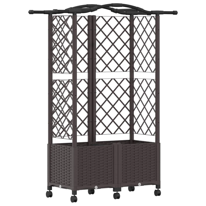 Cama Elevada Con Trellis Y Techo Marrón 122 X 40 X 144 Cm Pp