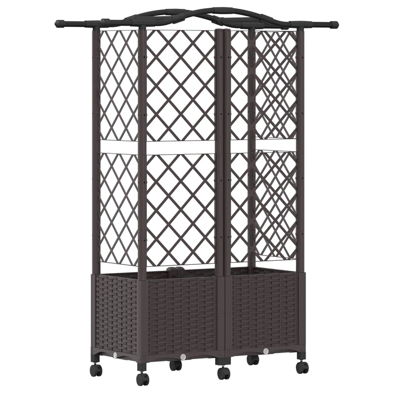 Cama Elevada Con Trellis Y Techo Marrón 122 X 40 X 144 Cm Pp
