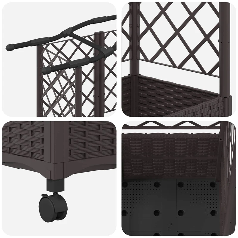 Cama Elevada Con Trellis Y Techo Marrón 122 X 40 X 144 Cm Pp