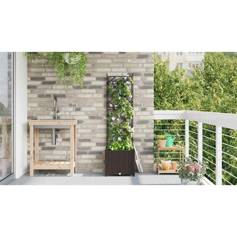 Macetero De Jardín Marrón 40 X 40 X 143 Cm Pp
