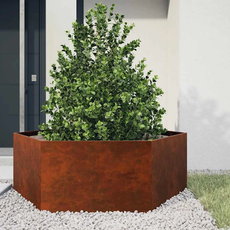 Jardinera De Acero Corten Oxidado 138x120x45 Cm