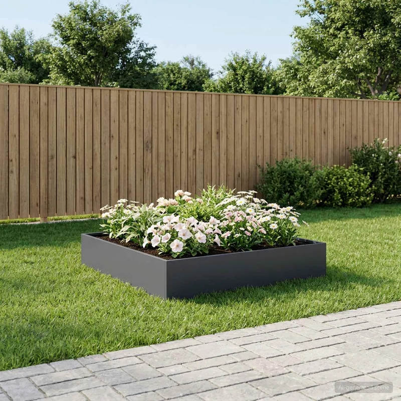 Macetero De Jardín Gris Antracita 80 X 80 X 20 Cm