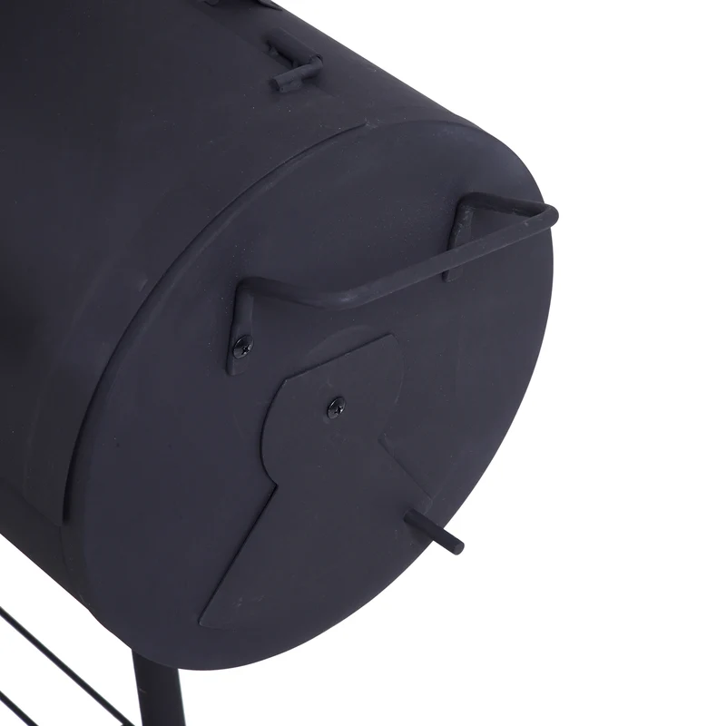 Outsunny Barbacoa De Carbón Con Termómetro Ruedas Estantes Madera 124x53x108cm