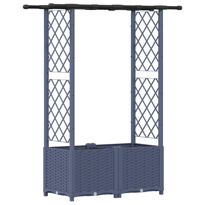 Cama Elevada Con Trellis Y Techo Gris 124,5 X 40 X 136 Cm Pp