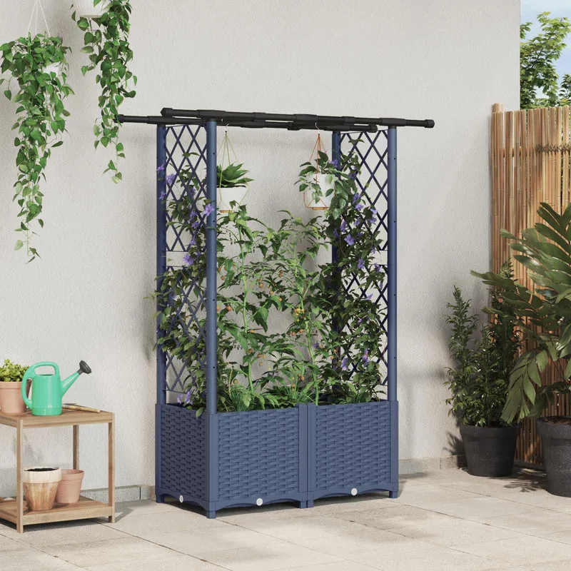 Cama Elevada Con Trellis Y Techo Gris 124,5 X 40 X 136 Cm Pp