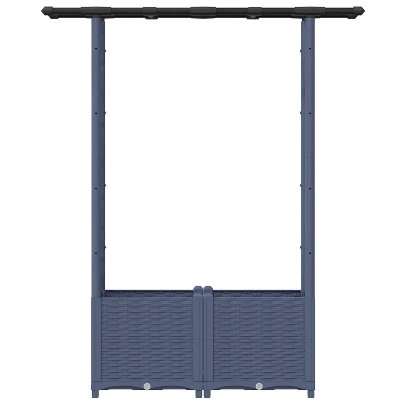 Cama Elevada Con Trellis Y Techo Gris 124,5 X 40 X 136 Cm Pp