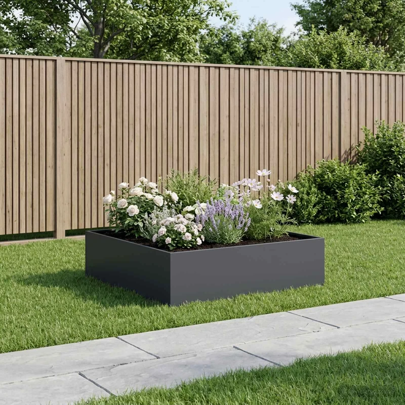 Macetero De Jardín Gris Antracita 80 X 80 X 30 Cm