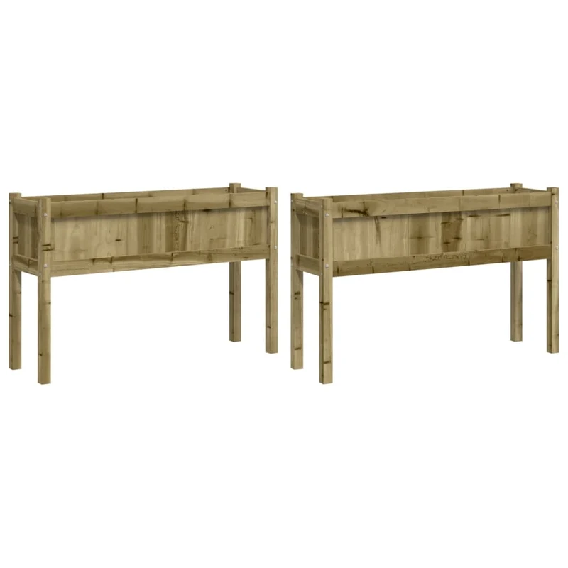 Jardineras Con Patas 2 Uds Madera De Pino Impregnada