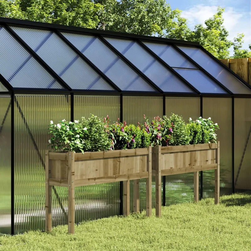Jardineras Con Patas 2 Uds Madera De Pino Impregnada