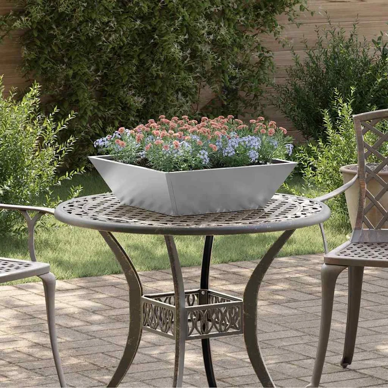 Macetero De Jardín Plateado 50 X 50 X 15 Cm Acero Galvanizado