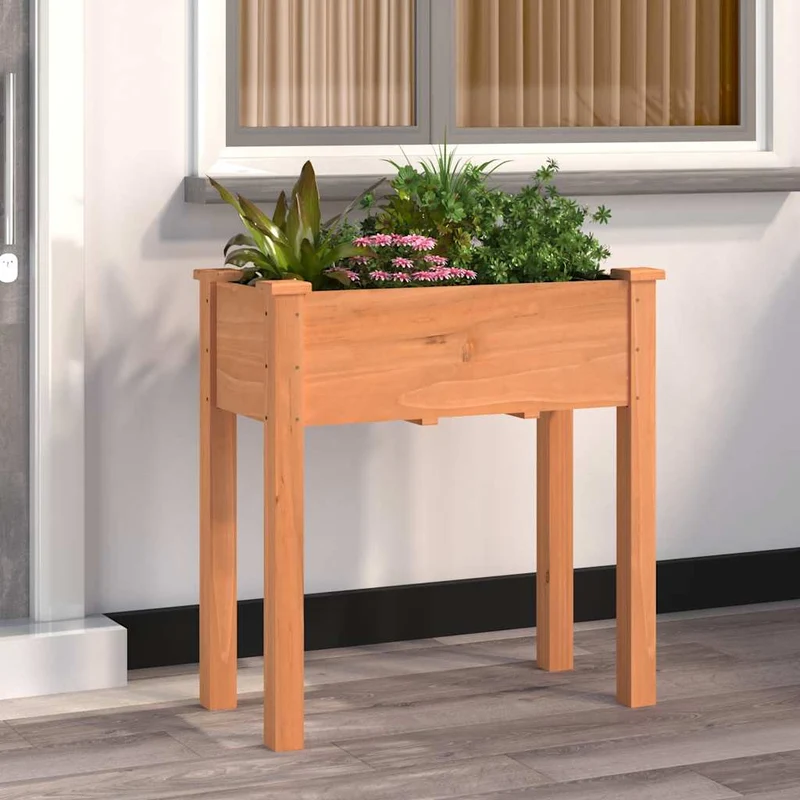 Jardinera Con Forro Interior Madera Abeto Marrón 71x37x76 Cm