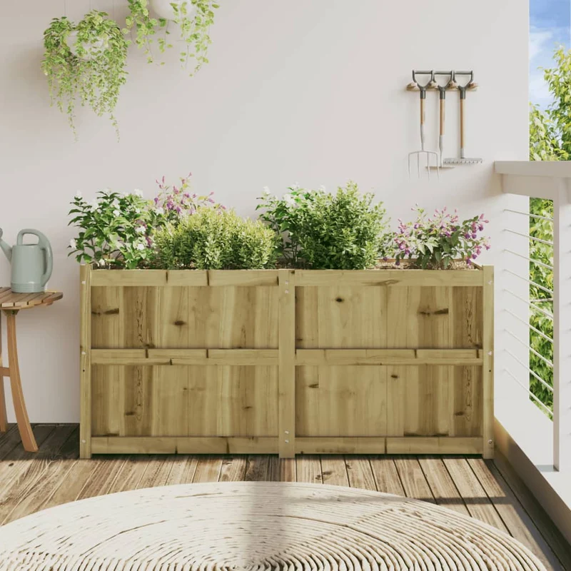 Jardinera De Madera De Pino Impregnada 150x50x70 Cm