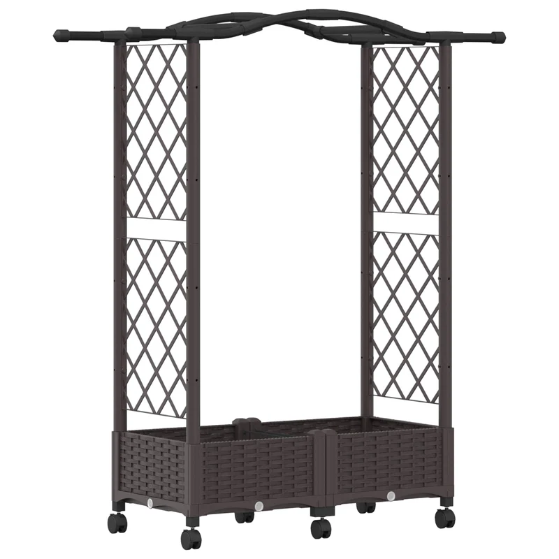 Cama Elevada Con Trellis Y Techo Marrón 124 X 40 X 129 Cm Pp