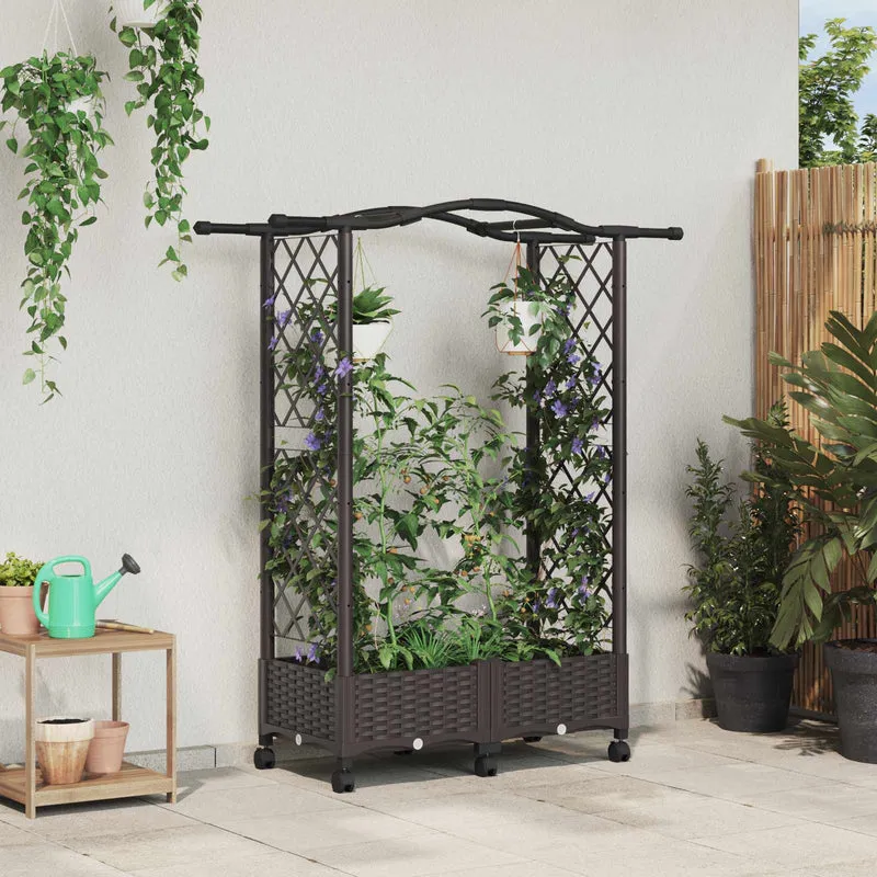 Cama Elevada Con Trellis Y Techo Marrón 124 X 40 X 129 Cm Pp