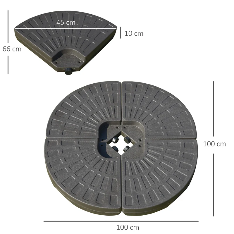 Outsunny Base Para Sombrilla 4 Partes Rellenable De Arena Y Agua Desmontable