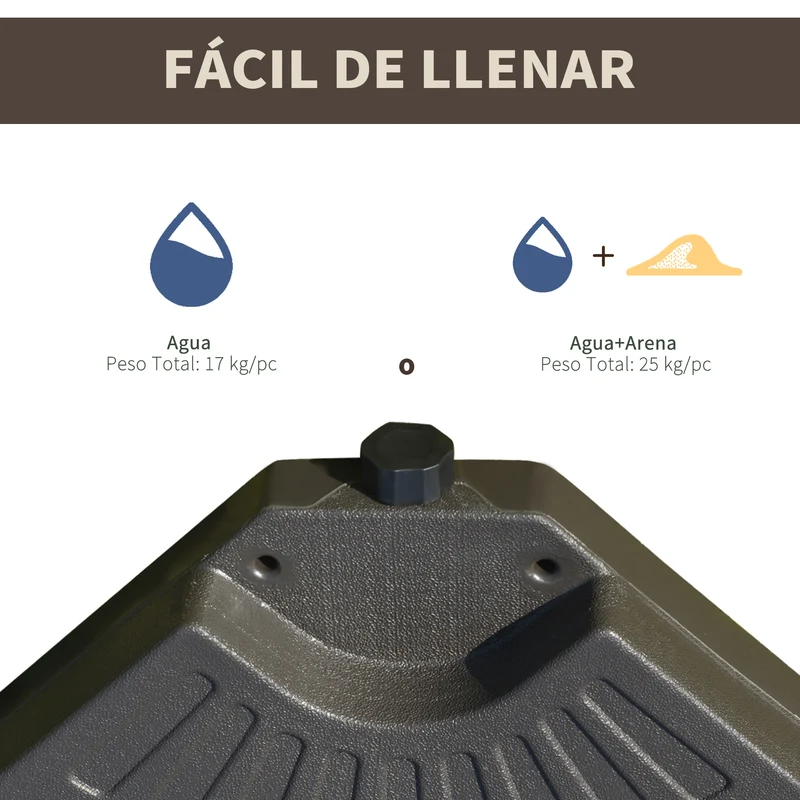 Outsunny Base Para Sombrilla 4 Partes Rellenable De Arena Y Agua Desmontable