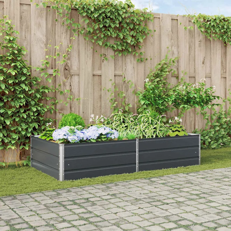Jardinera Gris Antracita 195 X 100 X 45 Cm Acero Galvanizado