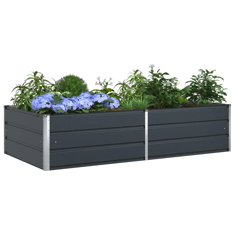 Jardinera Gris Antracita 195 X 100 X 45 Cm Acero Galvanizado