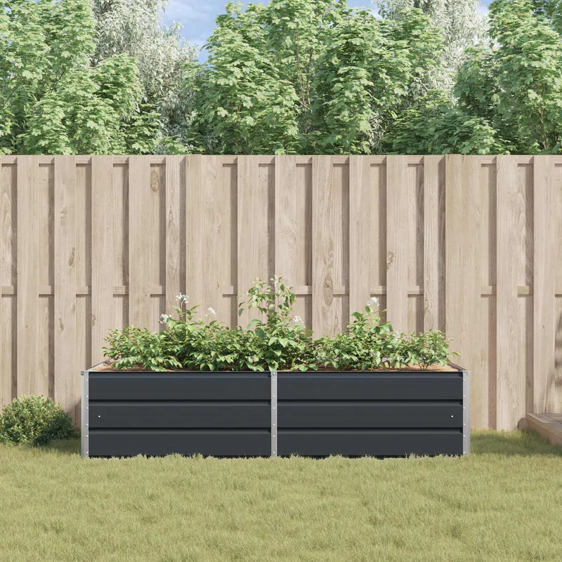 Jardinera Gris Antracita 195 X 100 X 45 Cm Acero Galvanizado