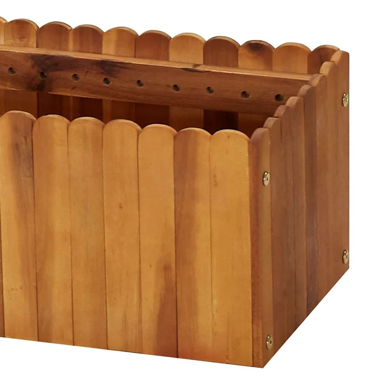 Arriate Elevado De Madera Maciza De Acacia 200x30x25 Cm