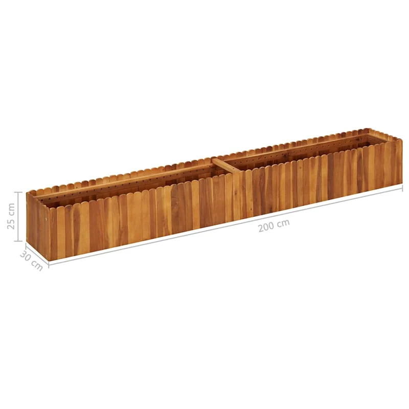 Arriate Elevado De Madera Maciza De Acacia 200x30x25 Cm