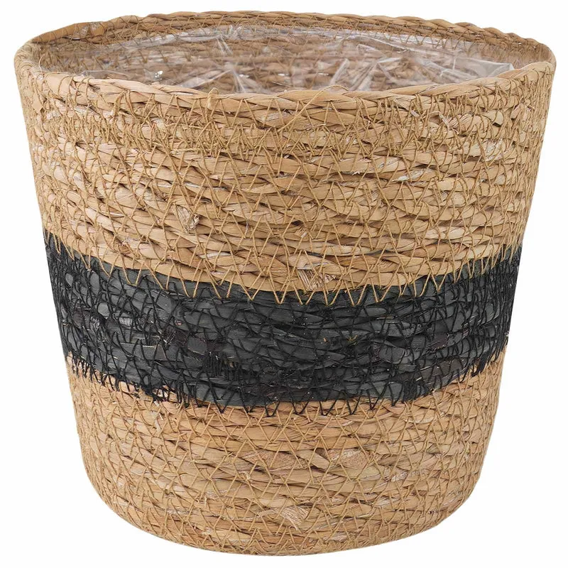 Plant Pot 3 Uds. Natural Y Negro Ø26 X 19 Cm 100% Hierba Marina