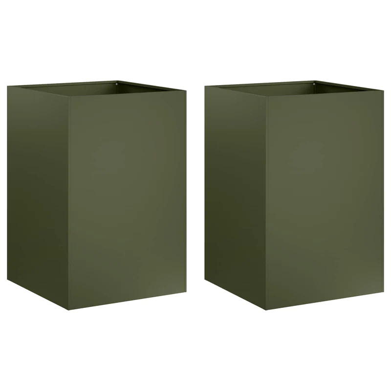 Macetero De Jardín 2 Uds. Verde Oliva 50 X 50 X 75 Cm