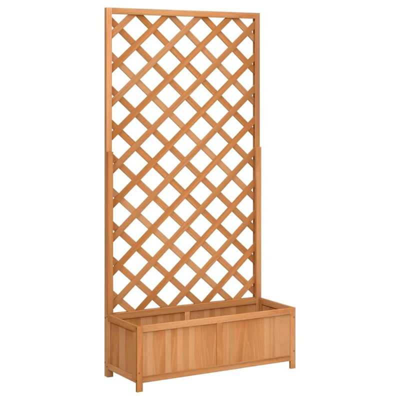Jardinera Con Enrejado Marrón 90x35x180 Cm Madera Maciza De Abeto