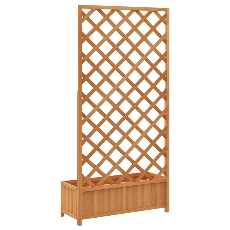 Jardinera Con Enrejado Marrón 90x35x180 Cm Madera Maciza De Abeto