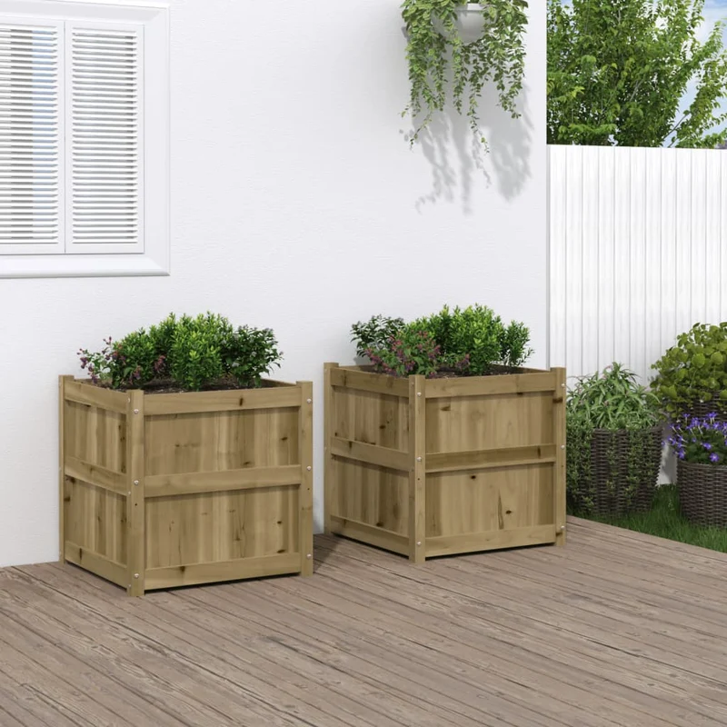 Jardineras De Exterior 2 Unidades Madera Impregnada De Pino