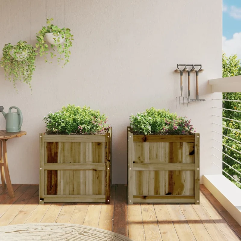 Jardineras De Exterior 2 Unidades Madera Impregnada De Pino