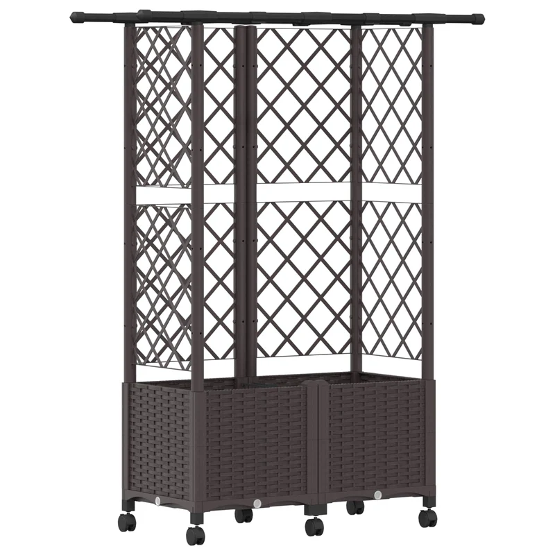Cama Elevada Con Trellis Y Techo Marrón 124 X 40 X 142 Cm Pp