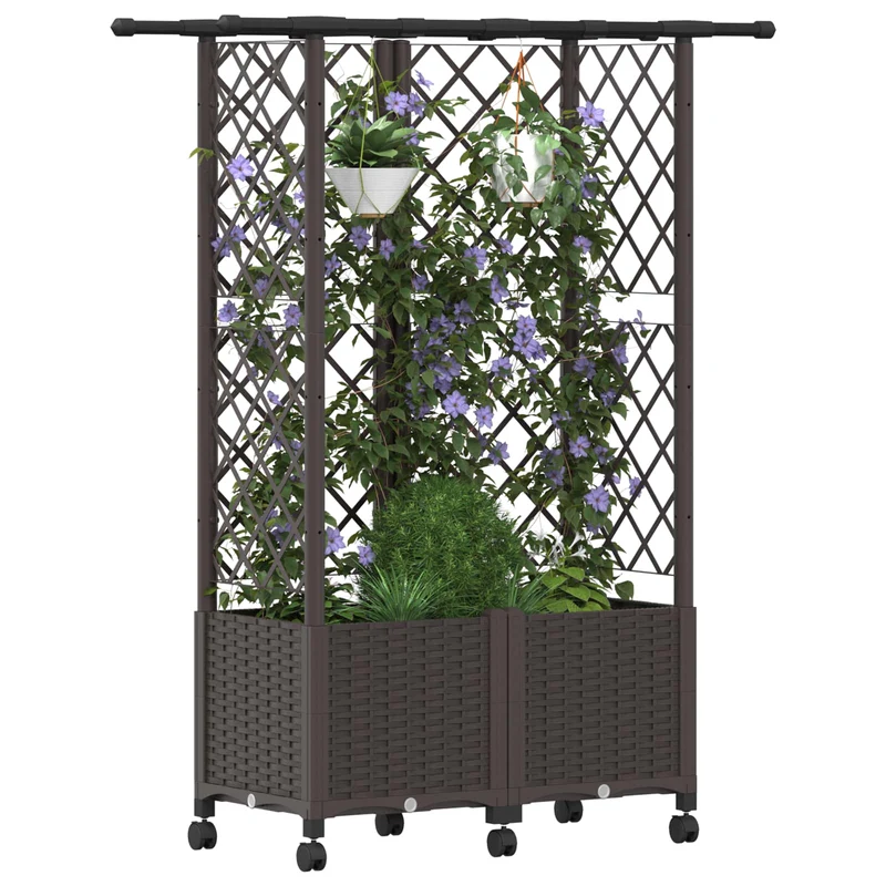 Cama Elevada Con Trellis Y Techo Marrón 124 X 40 X 142 Cm Pp