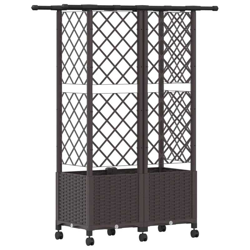 Cama Elevada Con Trellis Y Techo Marrón 124 X 40 X 142 Cm Pp