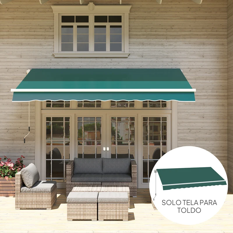 Outsunny Techo de Repuesto para Toldo 282x250 cm, Lona para Toldo con Protección UV 50+, Impermeable, Tela de Repuesto para Patio, Terraza, Jardín, Balcón, Verde