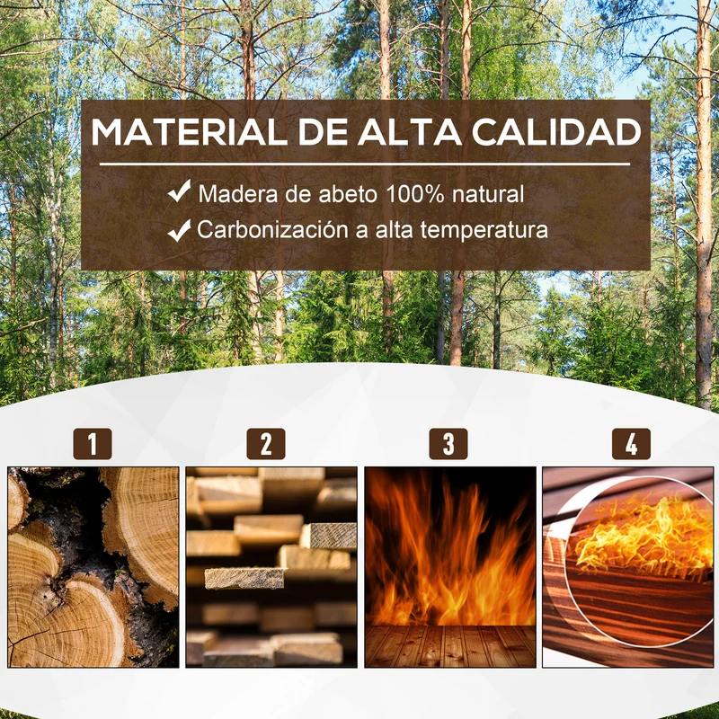 Outsunny Jardinera Exterior Grande de Madera, Huerto Urbano Elevado con Fondo Abierto para Cultivar Plantas, Flores, Hierba, Macetero Exterior Rectangular para Jardín Terraza 120x40x40 cm, Carbonizada