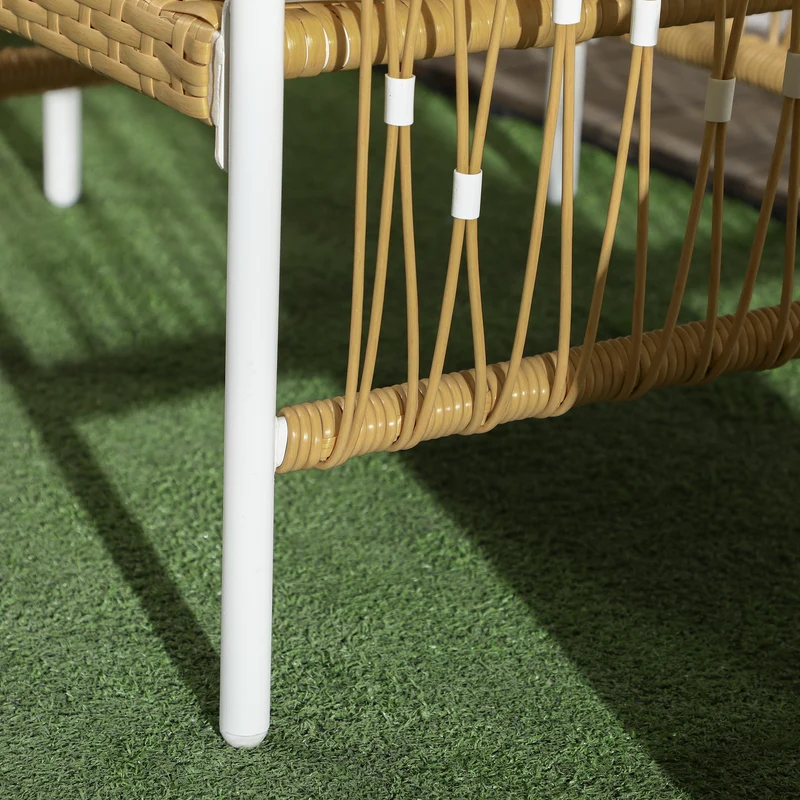 Outsunny Conjunto Jardín Exterior de 3 Piezas, Muebles de Jardín con 2 Sillas, Mesa de Ratán, Cojines Acolchados, Fundas Extraíbles y Marco de Acero, Resistente a la Intemperie, para Balcón, Crema