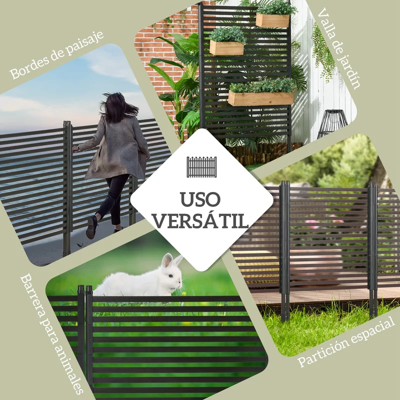 Outsunny Valla de Jardín 150x93 cm, Valla de Jardín Exterior de Acero con Revestimiento de PE, con 2 Modos de Instalación, para Plantas Trepadoras, Flores, Animales, Marrón