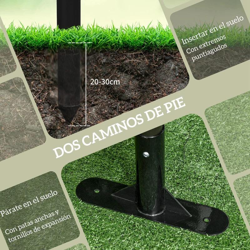 Outsunny Valla de Jardín 150x93 cm, Valla de Jardín Exterior de Acero con Revestimiento de PE, con 2 Modos de Instalación, para Plantas Trepadoras, Flores, Animales, Marrón