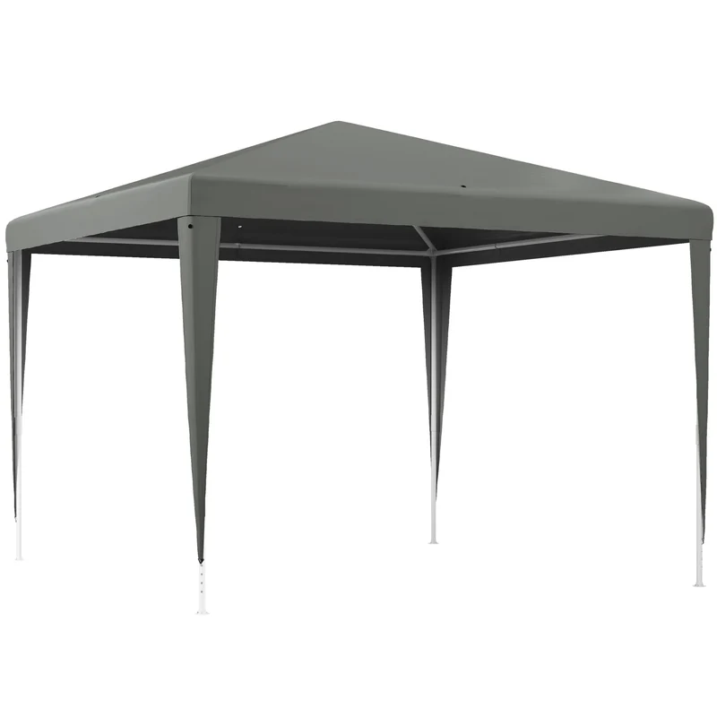 Outsunny Carpa Desmontable 3x3 m Cenador Pabellón de Jardín con 4 Orificios de Drenaje y Marco de Acero Anti-UV Gazebo para Terraza Patio Exterior Camping Gris