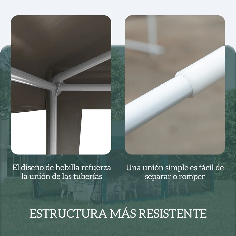 Outsunny Carpa Desmontable 3x3 m Cenador Pabellón de Jardín con 4 Orificios de Drenaje y Marco de Acero Anti-UV Gazebo para Terraza Patio Exterior Camping Gris