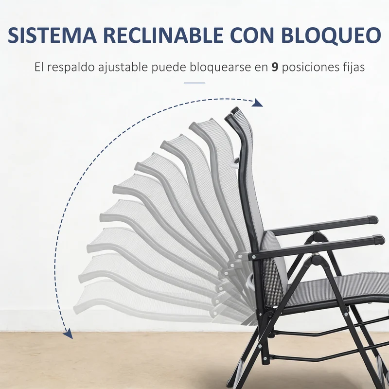 Outsunny Tumbona Plegable de Jardín, Tumbona Gravedad Cero con Respaldo Ajustable en 9 Posiciones, con Cojín, para Terraza, Piscina, Playa, Carga 150 kg, 70x65x111 cm, Gris