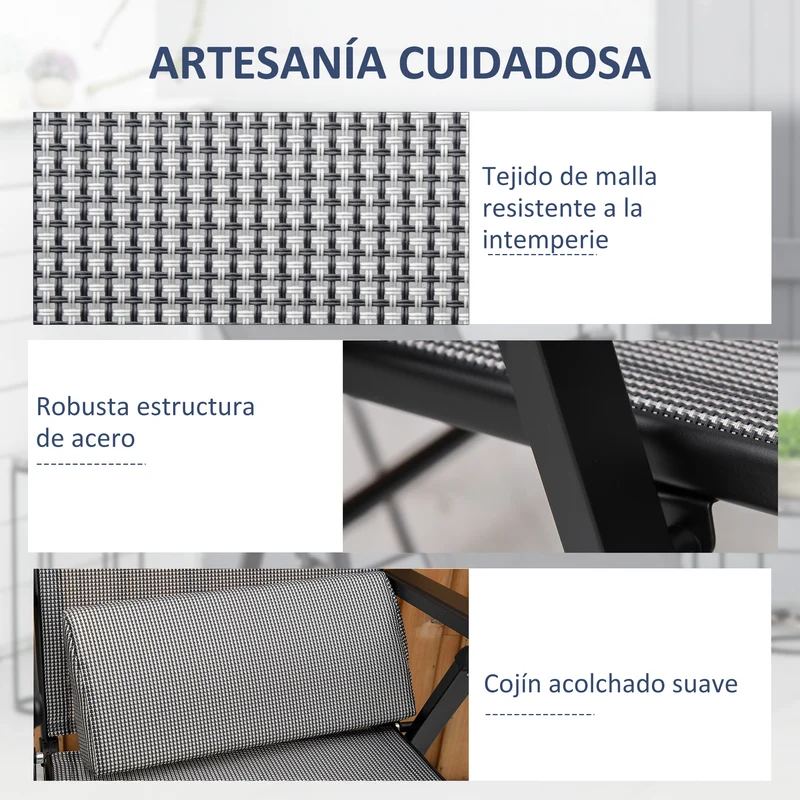 Outsunny Tumbona Plegable de Jardín, Tumbona Gravedad Cero con Respaldo Ajustable en 9 Posiciones, con Cojín, para Terraza, Piscina, Playa, Carga 150 kg, 70x65x111 cm, Gris