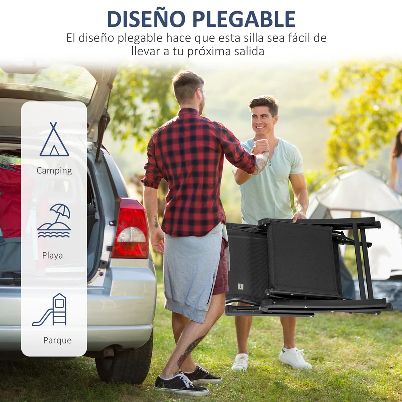 Outsunny Tumbona Plegable de Jardín, Tumbona Gravedad Cero con Respaldo Ajustable en 9 Posiciones, con Cojín, para Terraza, Piscina, Playa, Carga 150 kg, 70x65x111 cm, Negro