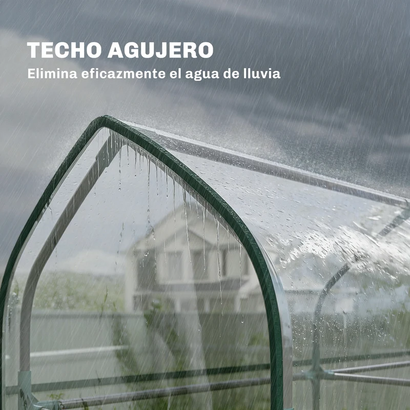 Outsunny Invernadero Pequeño de 3 Niveles, Invernadero de Exterior con 2 Puertas Enrollables, Marco de Acero y Cubierta de Plástico Anti-UV para Cultivar Plantas, Flores, 143x46x165 cm, Transparente