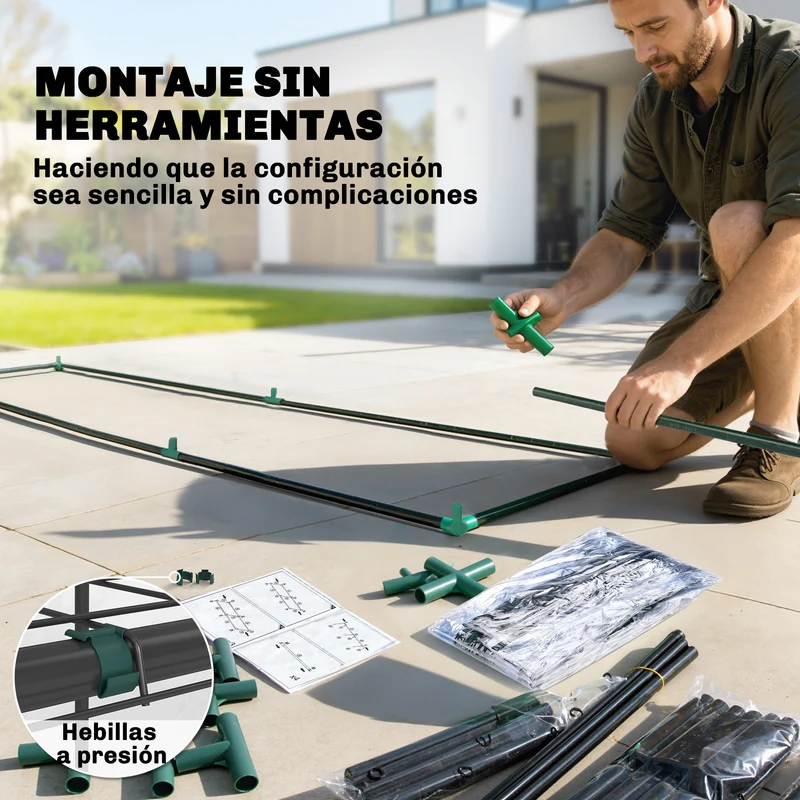 Outsunny Invernadero Pequeño de 3 Niveles, Invernadero de Exterior con 2 Puertas Enrollables, Marco de Acero y Cubierta de Plástico Anti-UV para Cultivar Plantas, Flores, 143x46x165 cm, Transparente